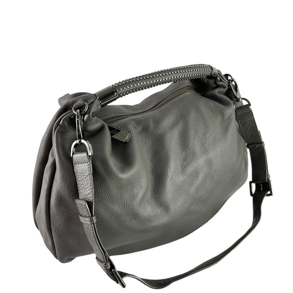 Genuine KENNETH COLE Grey Pebbled Slouchy Leather Shoulder Bag Crossbody - Picture 7 of 11